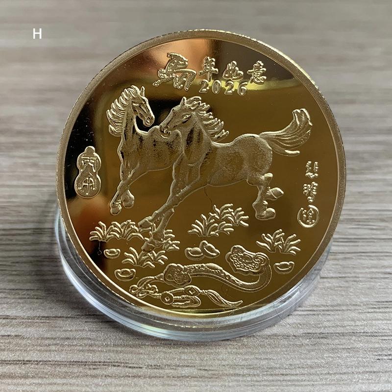 Монета Украшение 2026 Зодиак Лошадь Цветная Памятная Медаль Год Лошади День Рождения Маленький Подарок Металлические Изделия