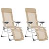 Foldable Lounge Chairs with Footrest 2 pcs Cream Textilene