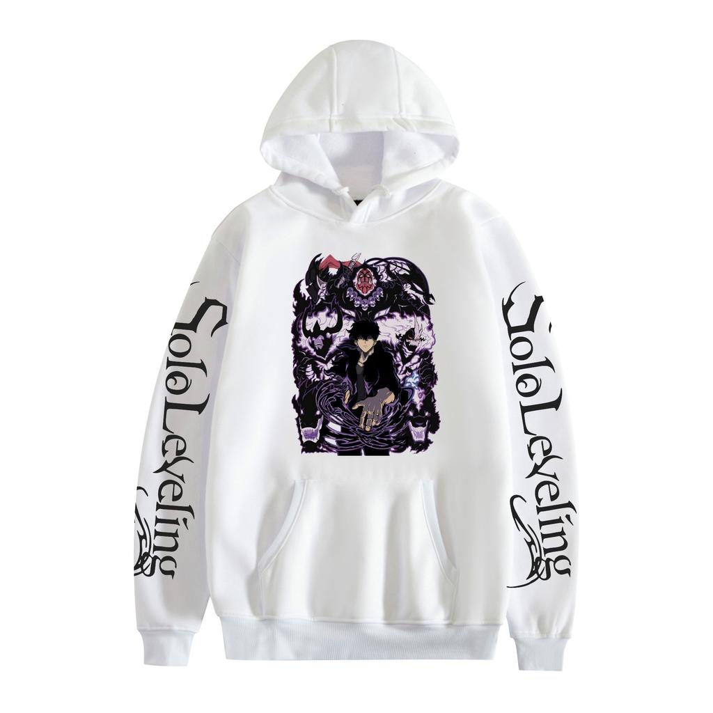 Hot Anime Solo Leveling Sung Jin-Woo Printed Hooded Men Women Prevalent Hoodies Casual Loose Pullover Harajuku Male Sweatshirt
