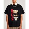 Графическая футболка Relax Bear Черный плюшевый мишка с красным текстом Relax Уличная мода Повседневная одежда для мужчин и женщин