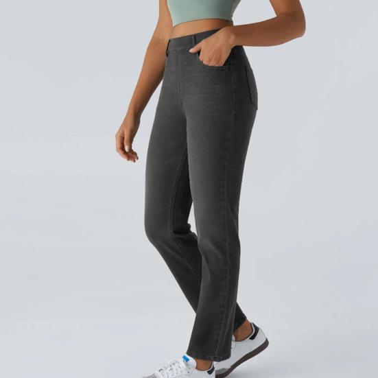 Женские прямые джинсы с высокой талией, укороченные джинсовые брюки, эластичные до щиколотки