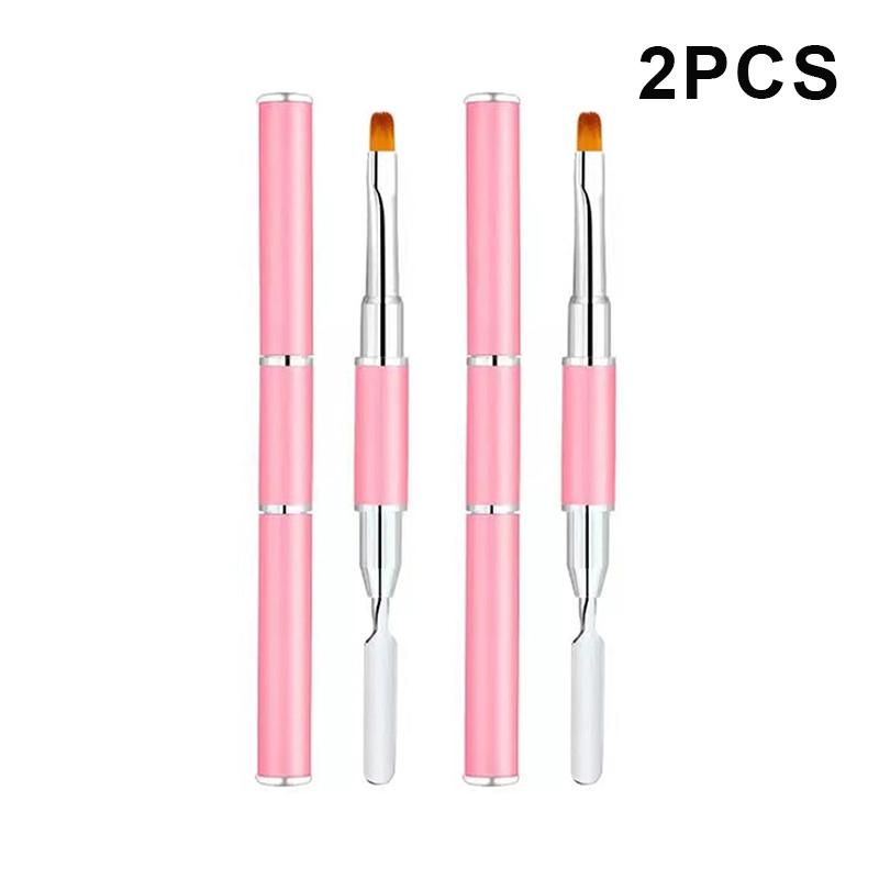 2 шт. Гелевая кисть и пушер 2-в-1 Кисть для ногтей и инструмент-шпатель для нанесения акрилового геля для наращивания ногтей