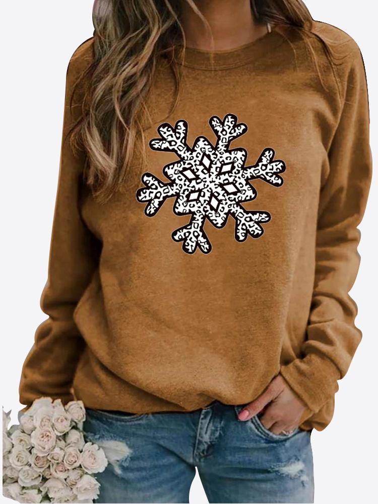 Winter Women's Casual Long-sleeved Santa Claus Print Sweatshirt Ladies Round Neck Loose T-shirt Plus Size Tops Long Sleeved Sweater