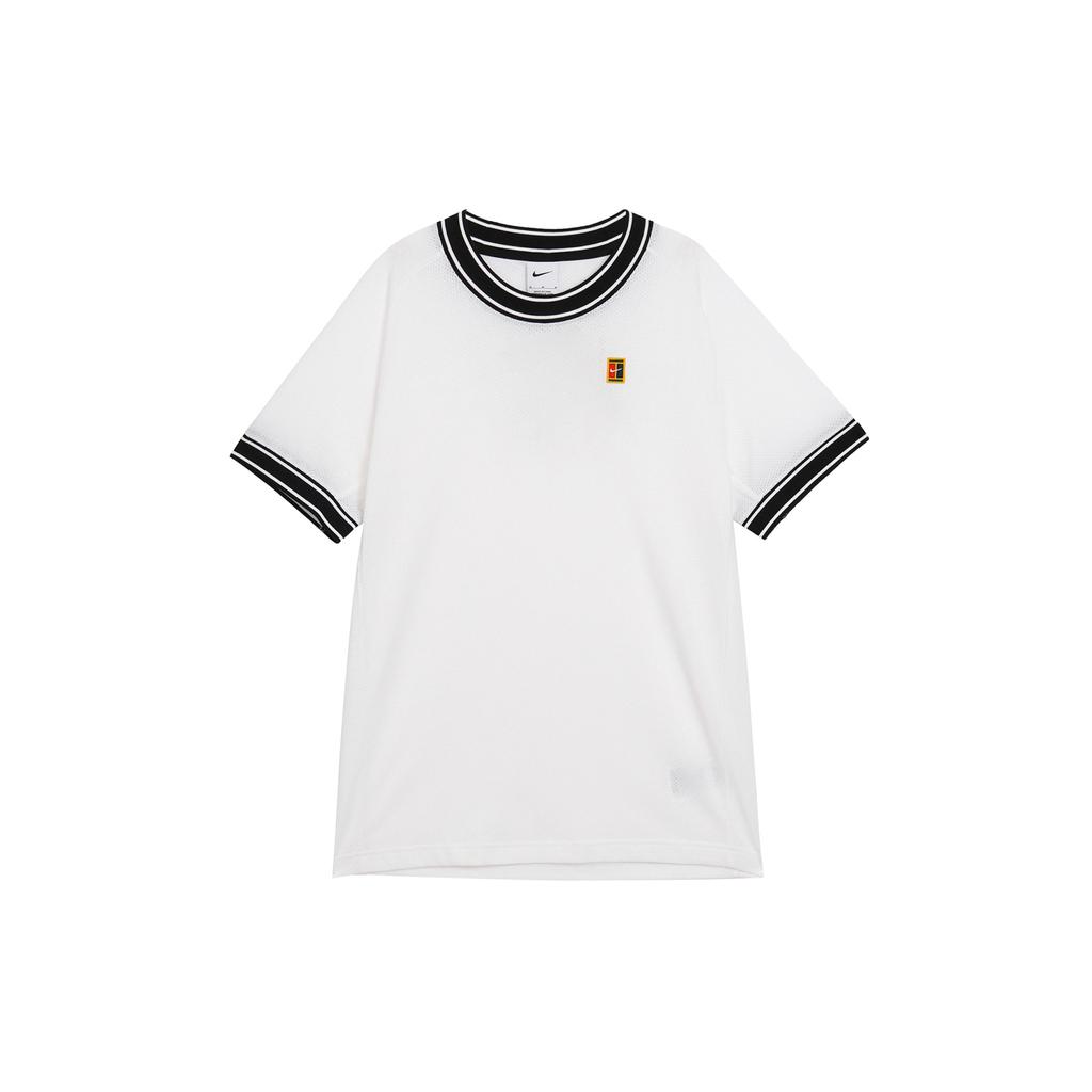 Nike Футболка для тенниса Court Heritage, легкая, дышащая, с коротким рукавом, мужская, цвет белый, черный FN0319-101
