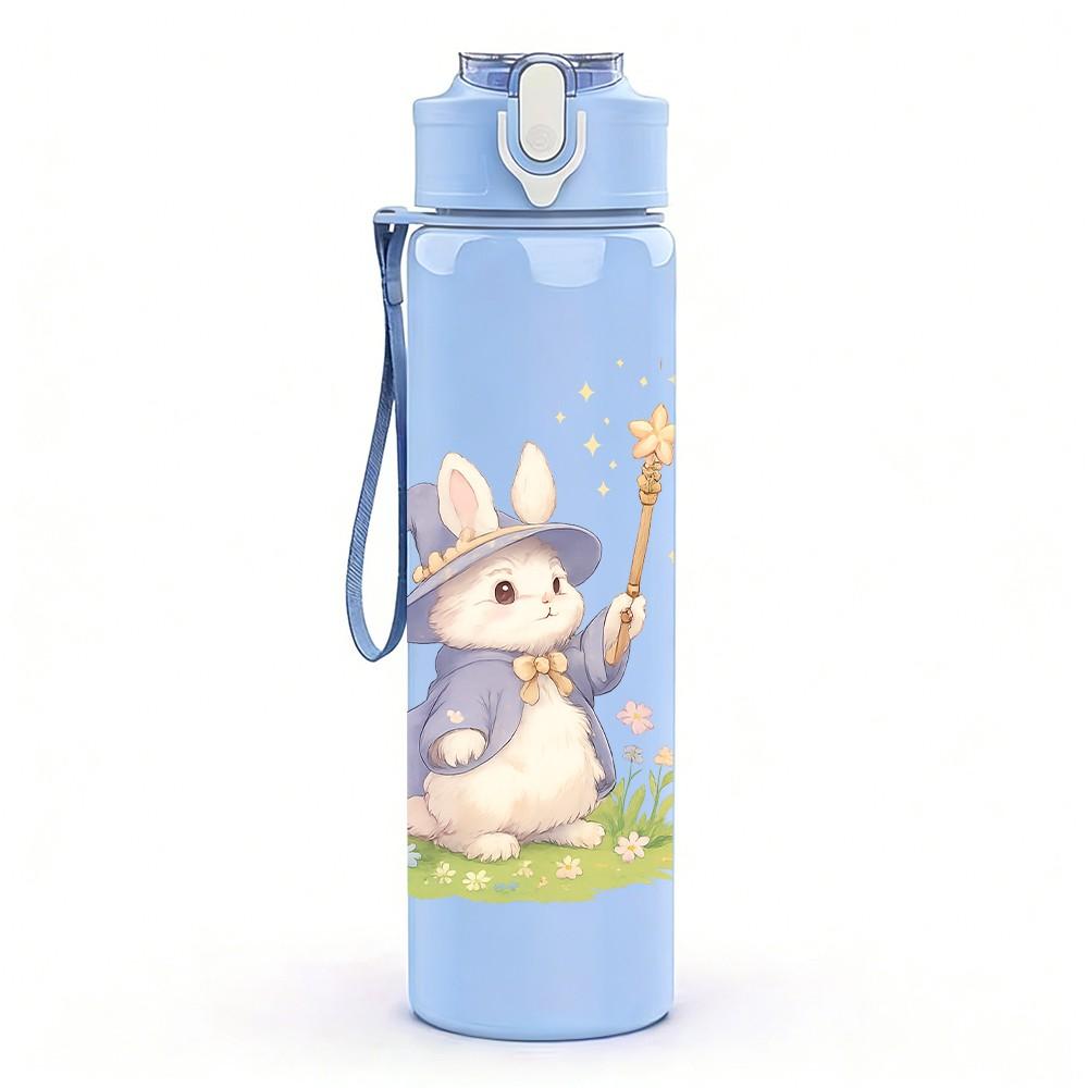 1PC Wizard Easter Bunny 750ml Color Plastic Sports Water Bottle Leakproof Flip Straw Lid Suitable for Sports Office Home Use