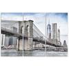 Three Piece Picture Canvas Print Brooklyn Bridge City New York