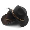 Wool Hollow Western Cowboy Hat With Sun God Belt Cowgirl Jazz Toca Sombrero Godfather Cap