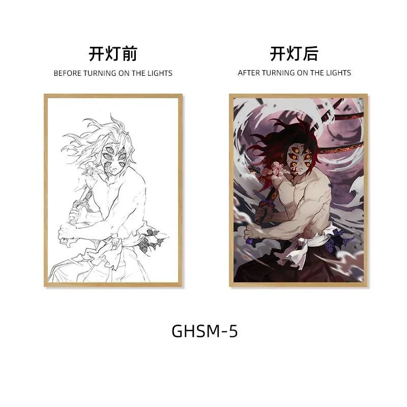 Anime Demon Slayer Night Light Painting Kokushibo LED Light Box Desktop Decor Cartoon Painting Light Photo Frame Figure Ornament