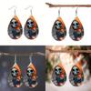 Hooded Themed Halloween Jacket Skull Pattern Droplet Shaped Earrings Acrylic