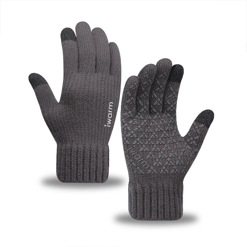 Iwarm Love Warm Camel Wool Men's Winter Wool Gloves Piled Thickened Knitted Touch Screen Gloves