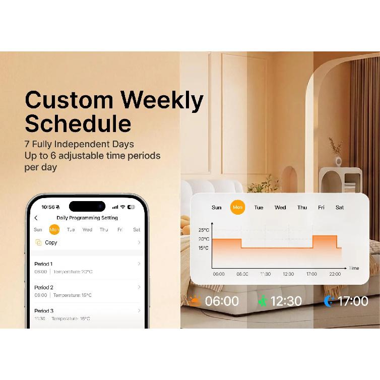 Tuya smart battery powered wifi thermostat gas boiler switch heating/cooling programmable remote control support alexa google