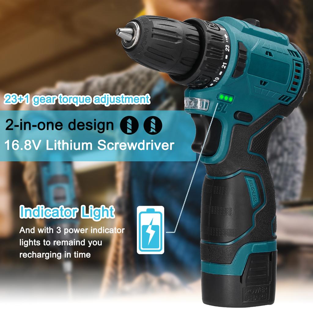 16,8 В аккумуляторная дрель бытовая электрическая отвертка регулировка способов вращения