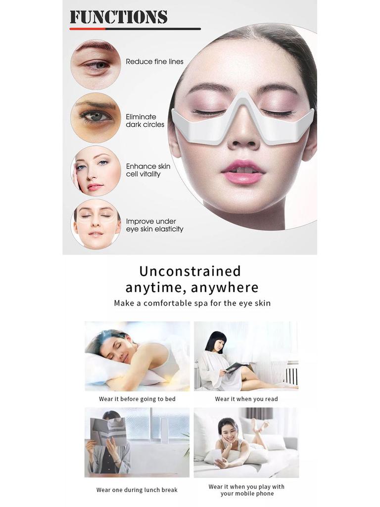 Многофункциональное устройство для ухода за глазами: Ручной косметический массажер с красным светом и функцией нанесения эссенции для домашнего использования.