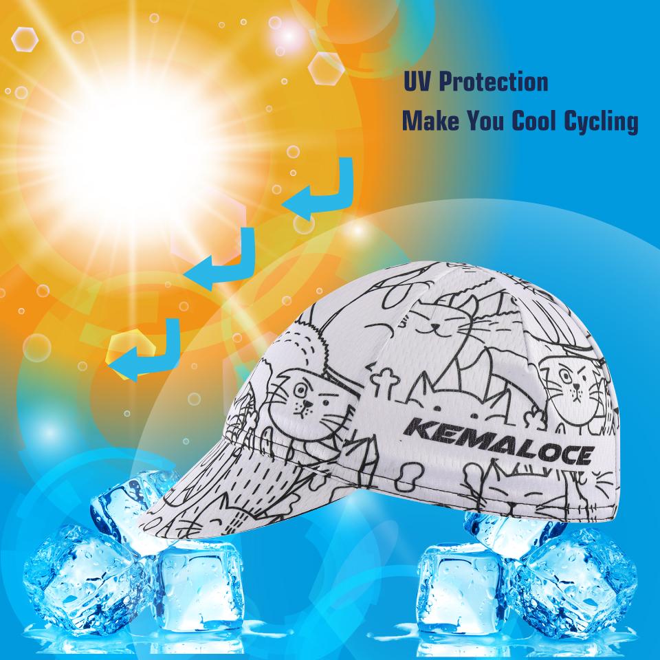 KEMALOCE Men Cycling Cap Anti-UV Summer Quick Dry White/Black Outdoor Breathable Bike Cap
