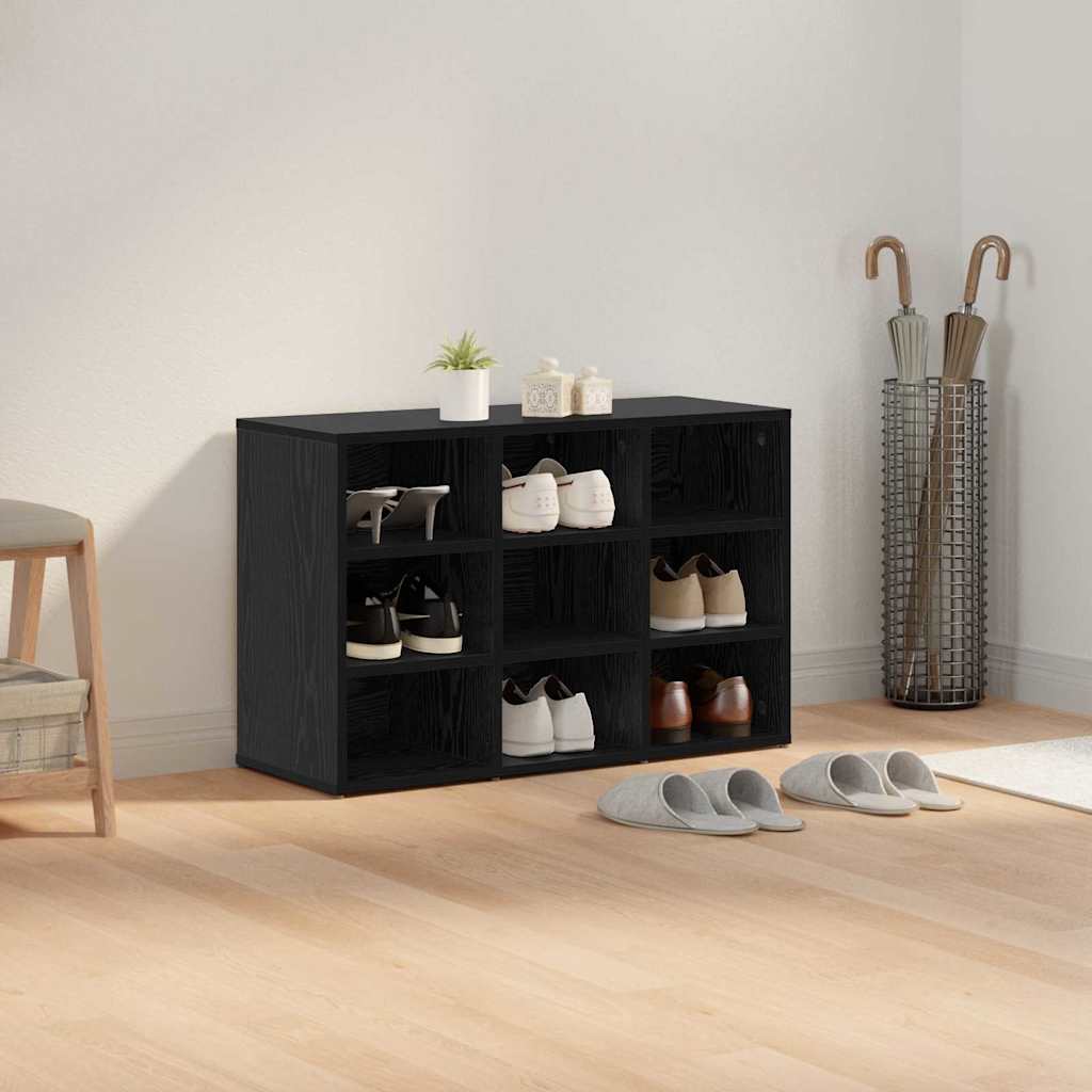 Shoe Cabinet with Shelf Black Oak Effect 77.5 x 30 x 51 cm