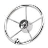 11 Inch Boat Steering Wheel Marine Stainless Steel Steering Wheel 5 Spoke 25 Degree with Foam Grip and Center Cap for