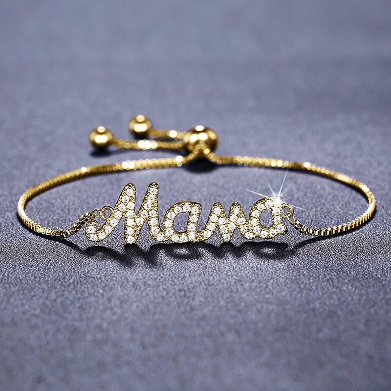 Huitan Brilliant Letter Mama Bracelet Luxury Exquisite Mother's Day Gift Accessory Female Versatile Simple Warming Hand Jewelry