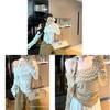 Oversized Dot Print T Shirt With Oneshoulder Neckline And Embroidery For Women Spring