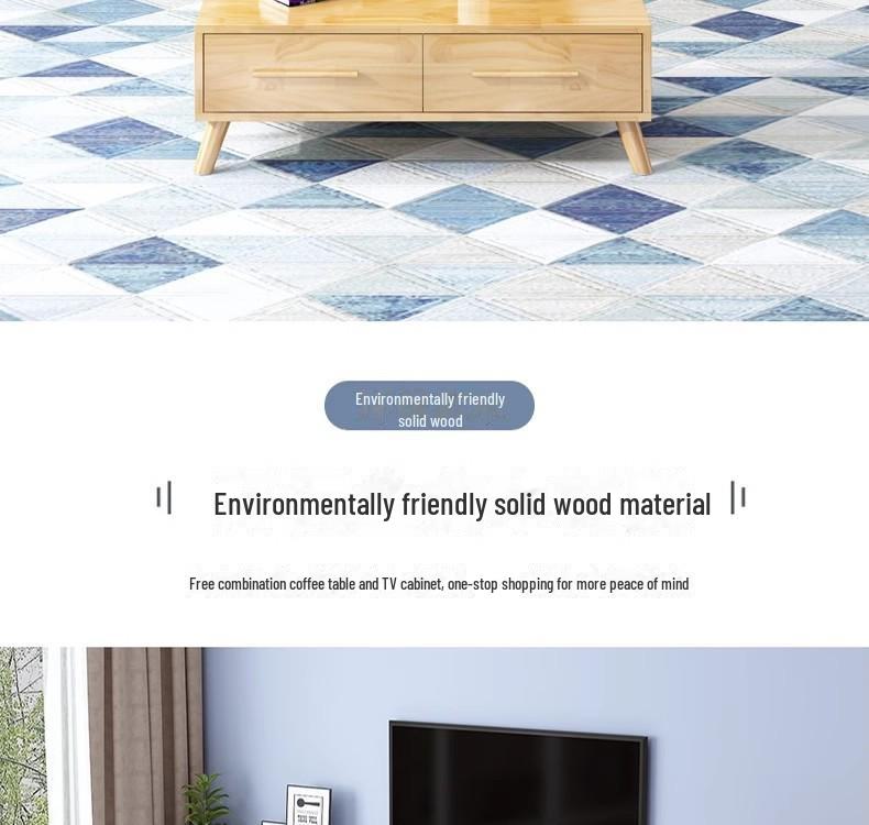 Solid Wood Coffee Table & TV Cabinet Set: Modern Luxury for Small Living Rooms or Bedrooms