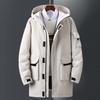 Зимний мужской пуховик средней длины, теплая и толстая куртка с капюшоном