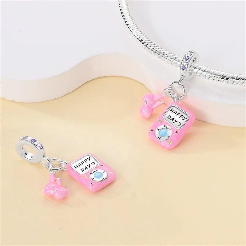 100% стерлингового серебра 925 пробы, панк-гитара, саксофон, музыкальные подвески, бусины, FitNew, оригинальные браслеты, ожерелья, изысканные ювелирные изделия своими руками, подарок