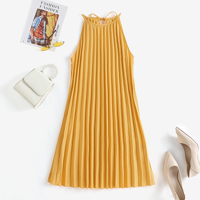 Celmia Летнее тонкое женское модное вечернее мини-платье без рукавов плиссированный сарафан однотонное повседневное свободное короткое платье размера плюс