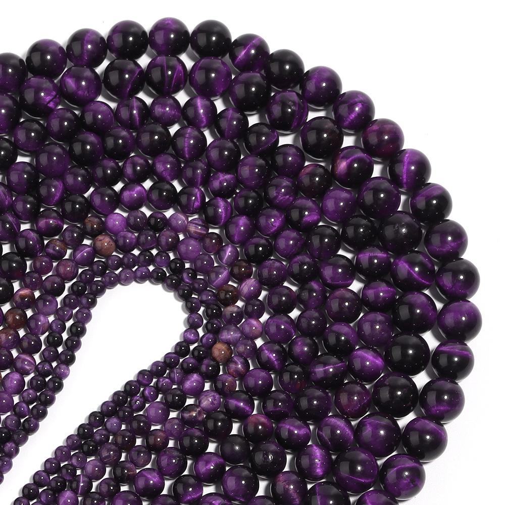 Фиолетовые бусины с изображением тигрового глаза, 15,5 дюймов/нить, свободные бусины для изготовления ювелирных браслетов, 6, 8, 10 мм, аксессуары для самостоятельного изготовления