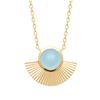 [R3942] - Gold Plated Necklace 'Cleopatra' Golden Blue Agate - 20x15 Mm