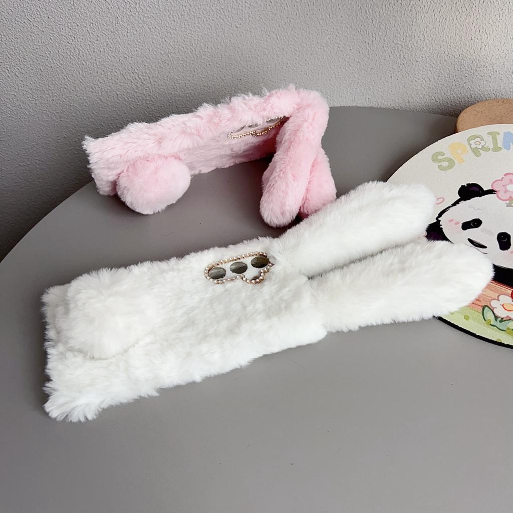 Плюшевый милый кролик зимний пушистый чехол для телефона из ТПУ для Samsung Galaxy S25 FE