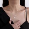 S925 Sterling Silver Round Necklace for Women New Niche Clavicle Cross Chain Lucky Blessing Card Pendant Sterling Silver Ornament