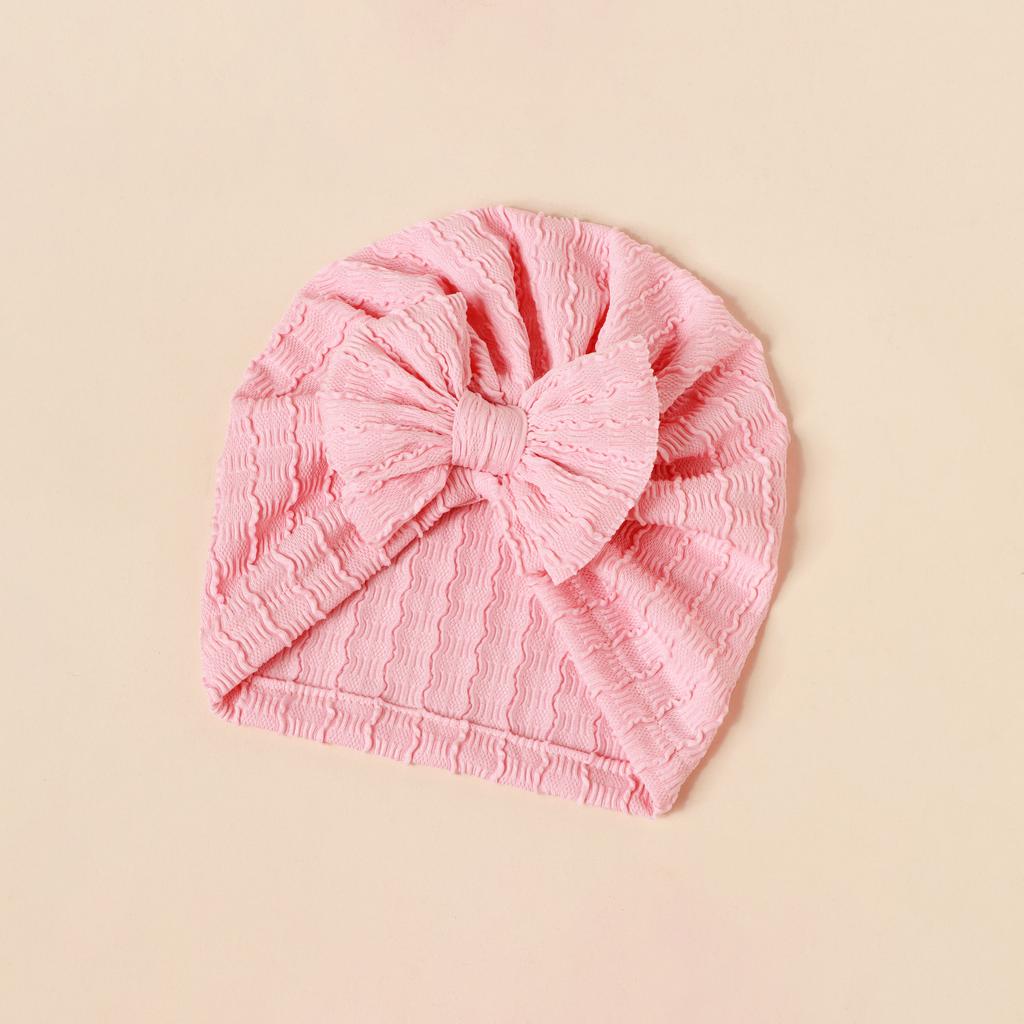 INS Style Baby Kids Headwear with Bow - Stretchy Elastic Newborn Jacquard Bonnet Hat Infant Turban Cap for Girls Boys 0-2 Years Old