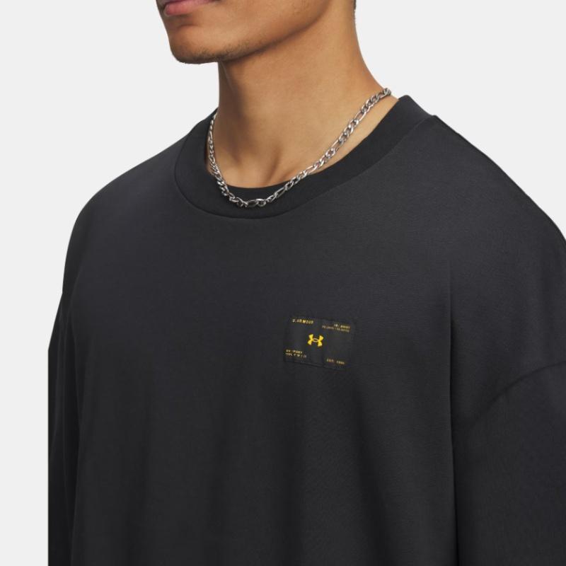 Under Armour Тканая серия Этикетка Тяжелая Мода Универсальная Трендовая Простая Футболка с коротким рукавом Мужские топы 6005668-001