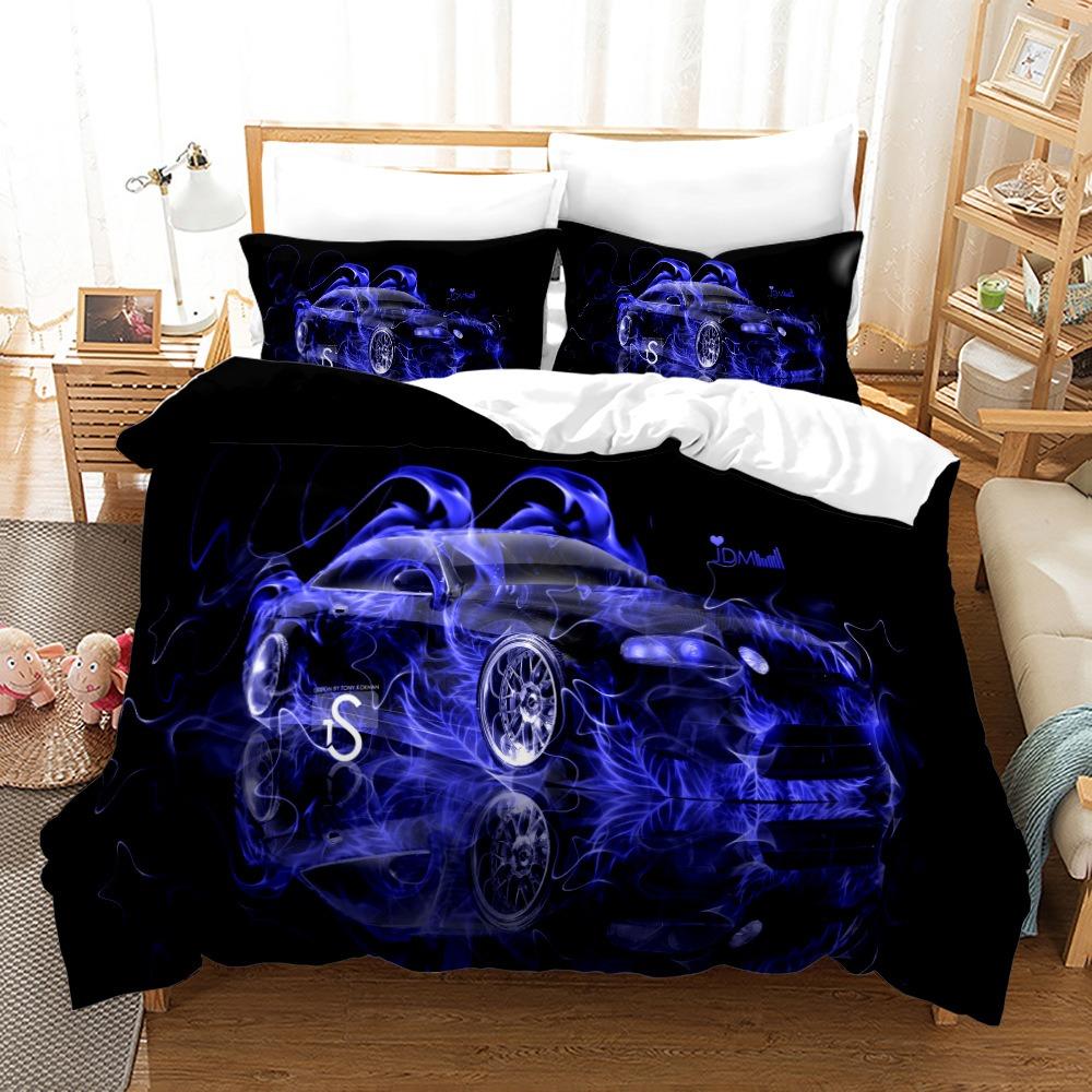 Luxury Car Duvet Cover Set Cartoo Bedding Set for Kids Boys Polyester Bedding Set King Size