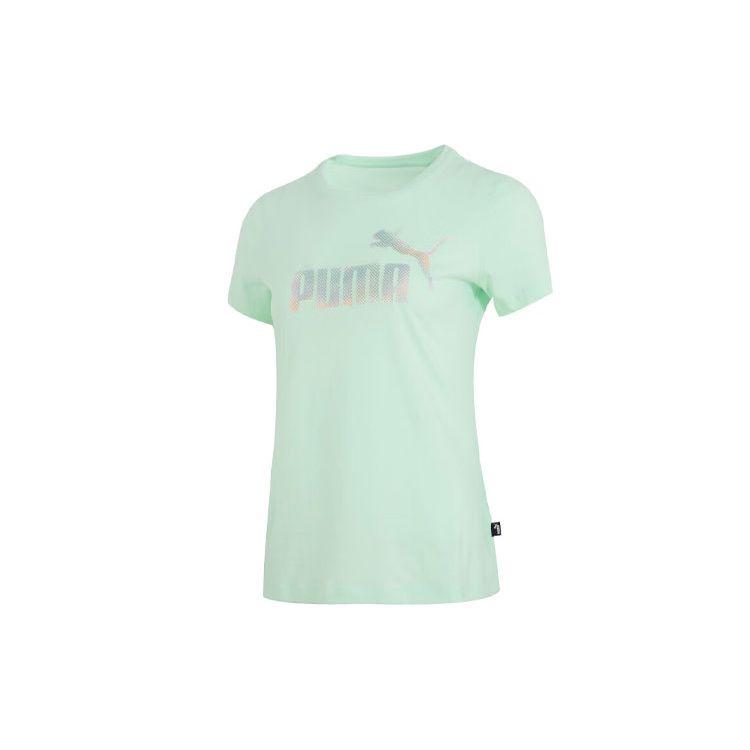 Puma Alphabet Print Training Sports Short Sleeve T-Shirt Women Tops Mint-Green 682140-88