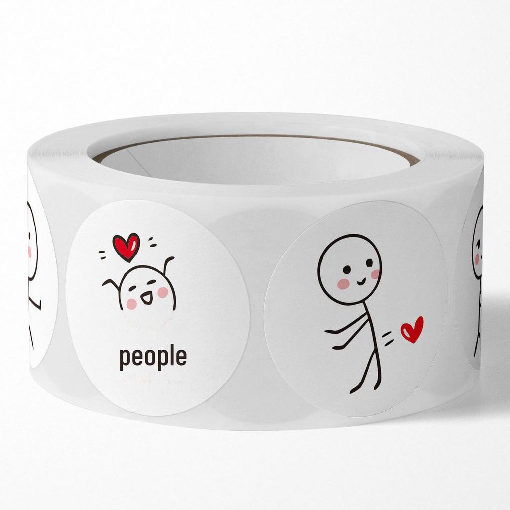 Xiaohongshu Stickman Cartoon Stickers: Cute, Creative Round Labels for Kids' Notebooks