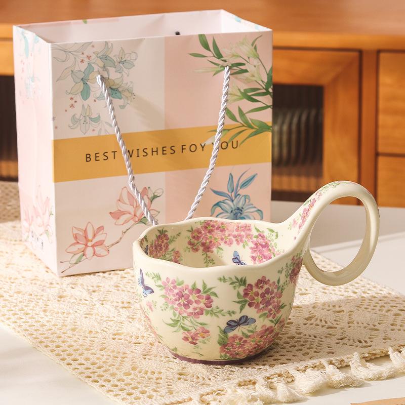 Ретро керамическая кружка с ландышами для подарков на день рождения девочек, сувенирных подарков для подруг, ценные и значимые подарки