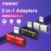 FONKEN 2 In 1 Charging Splitter Adapter Headphone Charging USB Type C Adapter Audio Charger Cable