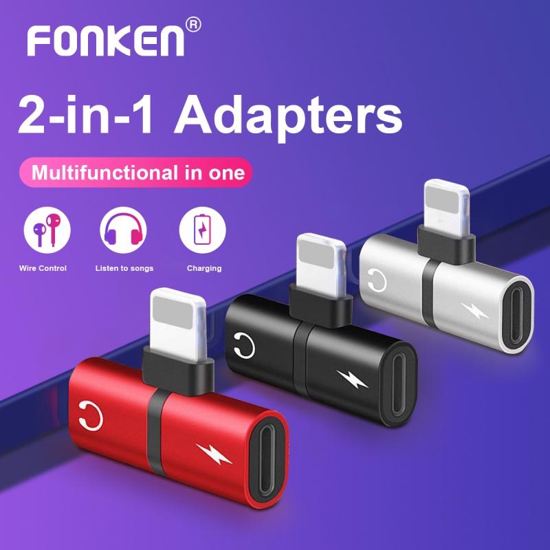 FONKEN 2 In 1 Charging Splitter Adapter Headphone Charging USB Type C Adapter Audio Charger Cable