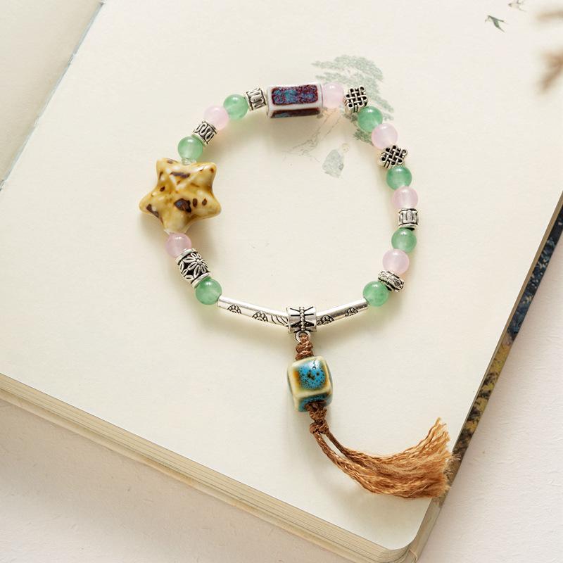 Керамические украшения Браслет с ракушками и гребешками Простой браслет с бабочками из леса Студентка