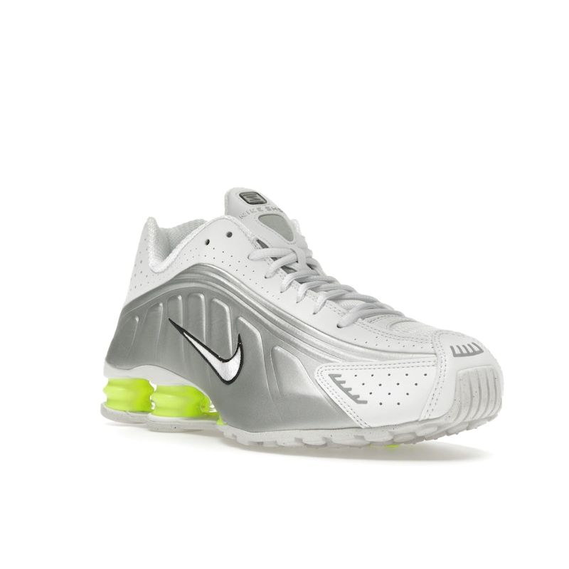 Nike Shox R4 белые металлические серебристые женские кроссовки Volt AR3565-102