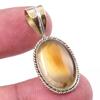 Natural Botswana Agate Gemstone 925 Solid Silver Two Tone Pendant 1.25'' W4L91