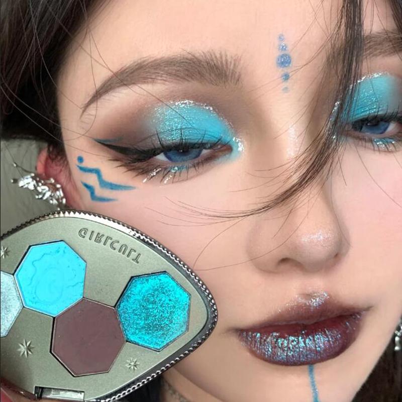 Girlcult Палетка теней для век с шиммером, матовые, хамелеон, 4 цвета, веганская косметика, полный набор