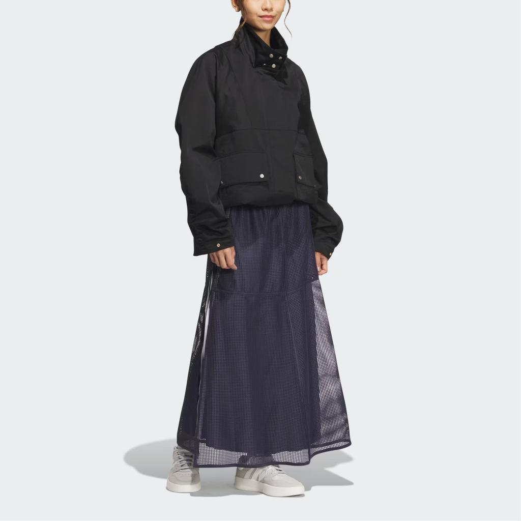 Adidas Куртка тканая Lux Ad спортивная со стойкой воротником повседневная свободная женская куртка черная JN9980