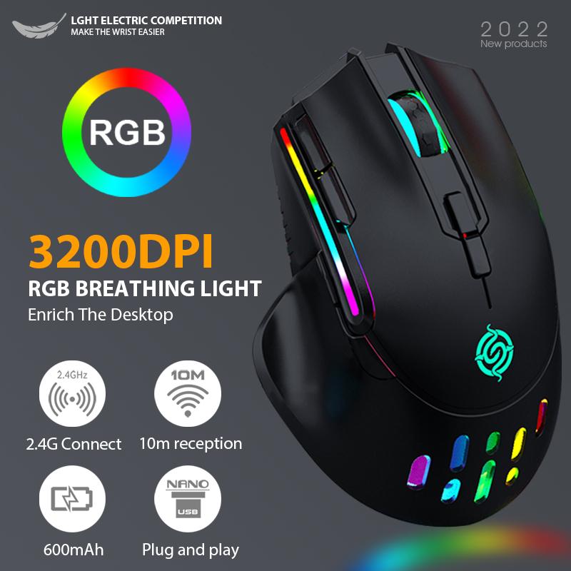 Новинка 2022 года, беспроводная сотовая игровая мышь с RGB-подсветкой 2,4G, программируемая эргономичная перезаряжаемая настольная компьютерная мышь с разрешением 3200 точек на дюйм