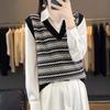 Autumn and Winter New Retro Women's Knitted Vest Pullover Vest V-neck Loose Jacquard Vest