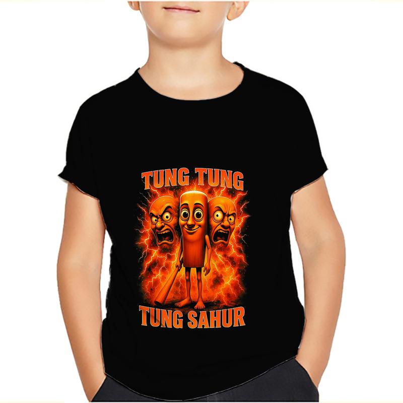 Тунг Тунг Тунг Сахур Мем Футболки Bombardiro Crocodilo Детские Мальчики Девочки Футболка Тралалеро Тралала Футболки с коротким рукавом Топы