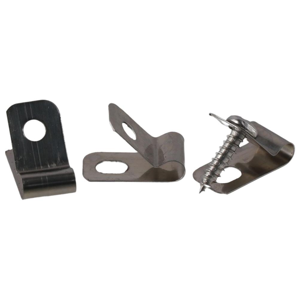 100 шт. R-образные проволочные зажимы из нержавеющей стали, зажимы для проволочных полок со стальными винтами, кабельные зажимы, прицеп