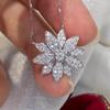 Huitan Elegant Women Engagement Necklace Aesthetic Flower Pendant Accessories with Brilliant Zirconia Bridal Wedding Jewelry
