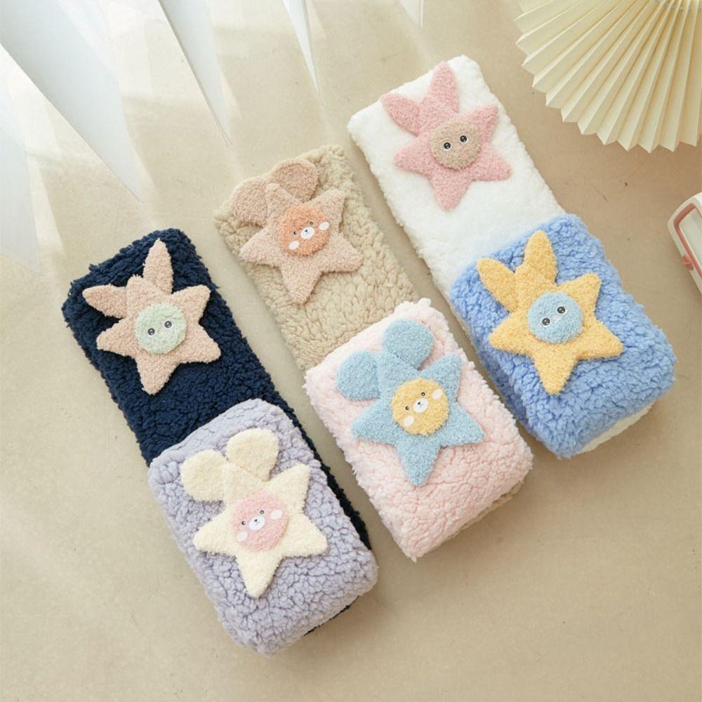 Cartoon Floor Stockings Women Mid-Calf Coral Fleece Socks Funny Furry Plush Sock  Winter