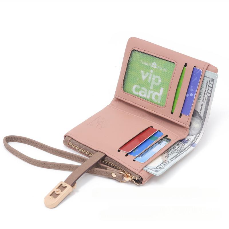 Женский кошелек PU Flower Zipper Multi Card складной карманный кошелек для монет Student Zero
